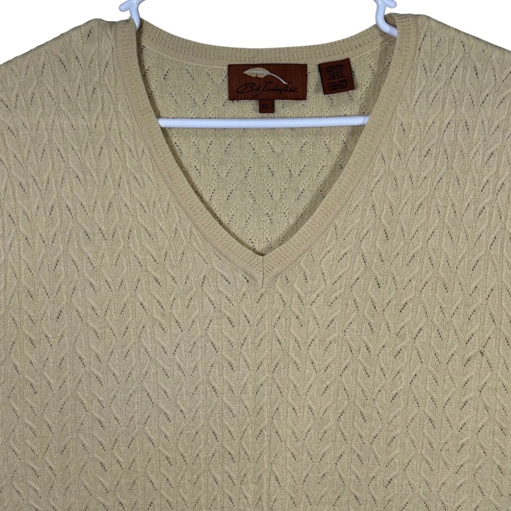 Bob Timberlake‎ Mens Vest XL Tan V-Neck Knit Sweater Sleeveless Golf Wool